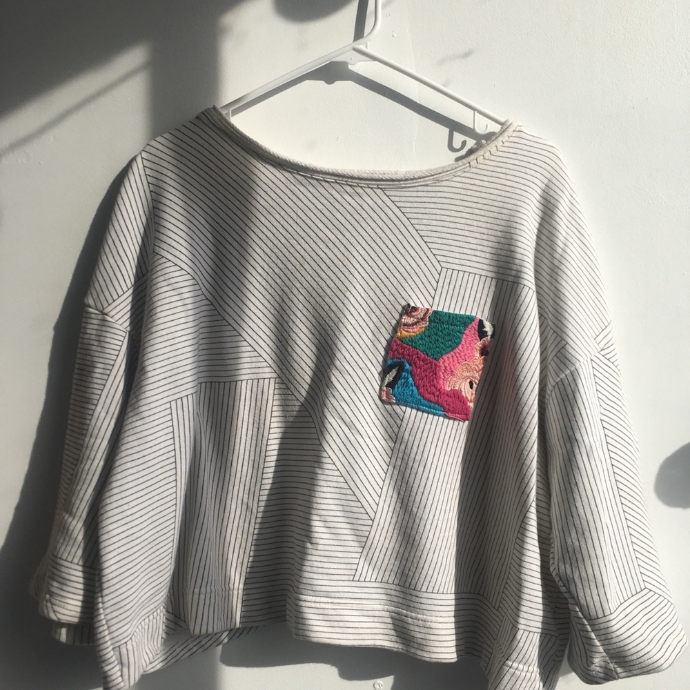 Anthropologie Embroidered pocket shirt